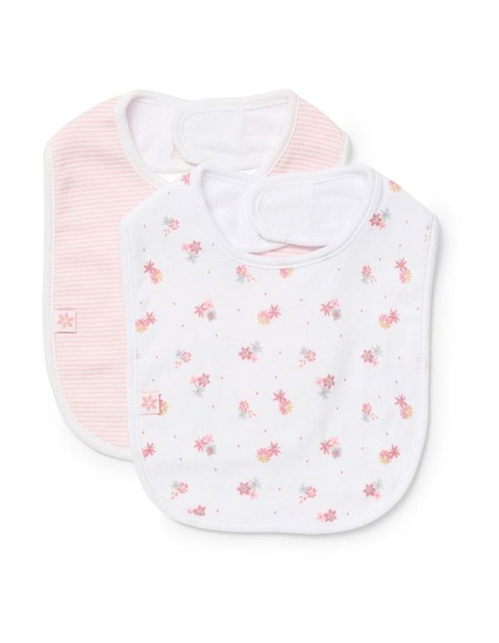 Bib 2 Pack in White/Pink Stripe