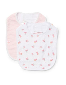 Bib 2 Pack in White/Pink Stripe