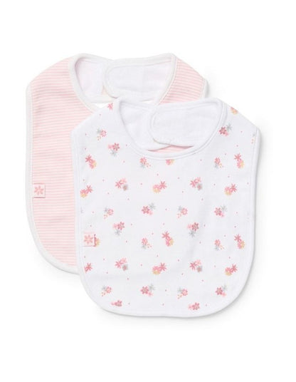 Bib 2 Pack in White/Pink Stripe