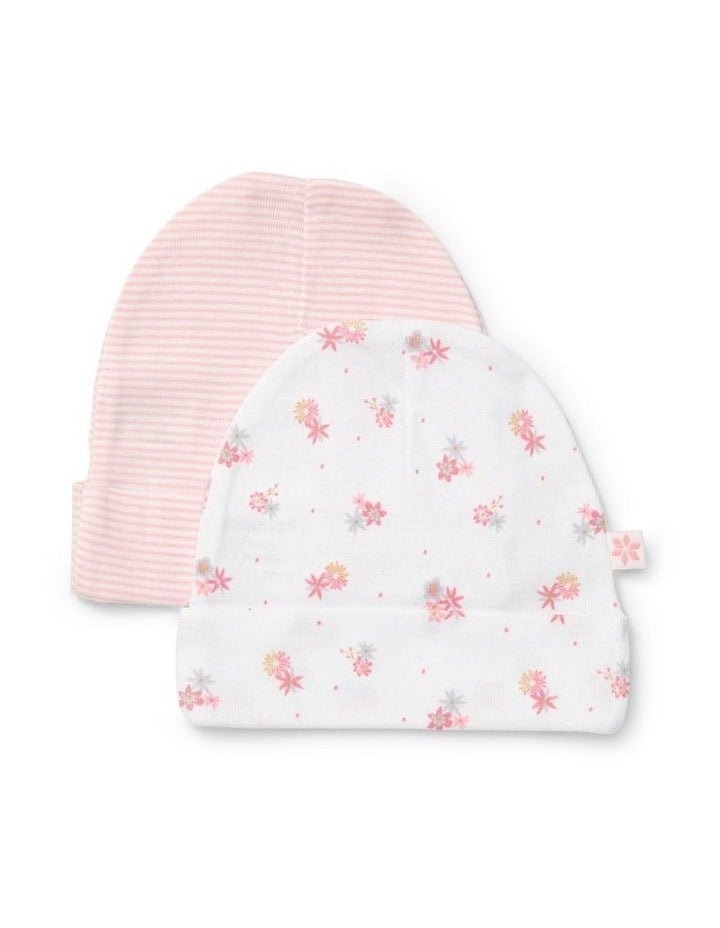 Beanie 2 Pack in White/Pink Stripe