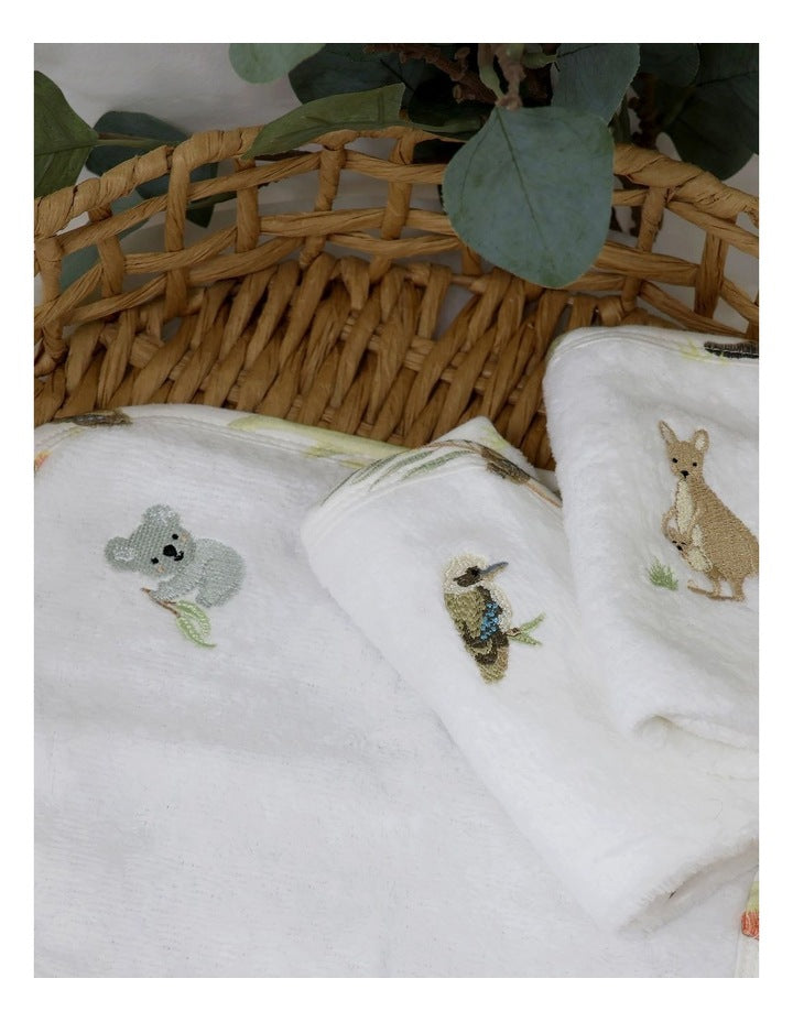 Aussie Animals Wash Cloths 3 Pack in White