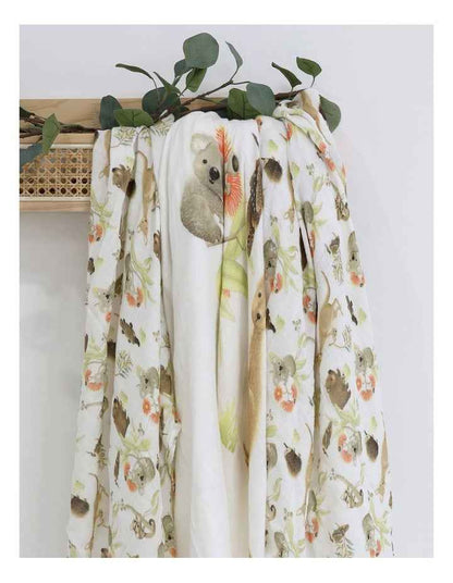 Aussie Animals Muslin Wraps 3 Pack in Oatmeal