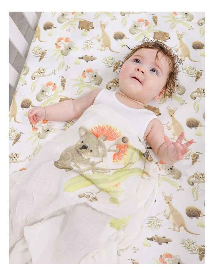 Aussie Animals Muslin Wraps 3 Pack in Oatmeal