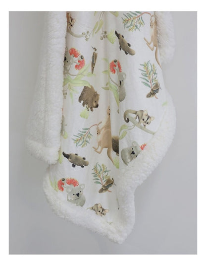 Aussie Animals Cuddle Blanket in White