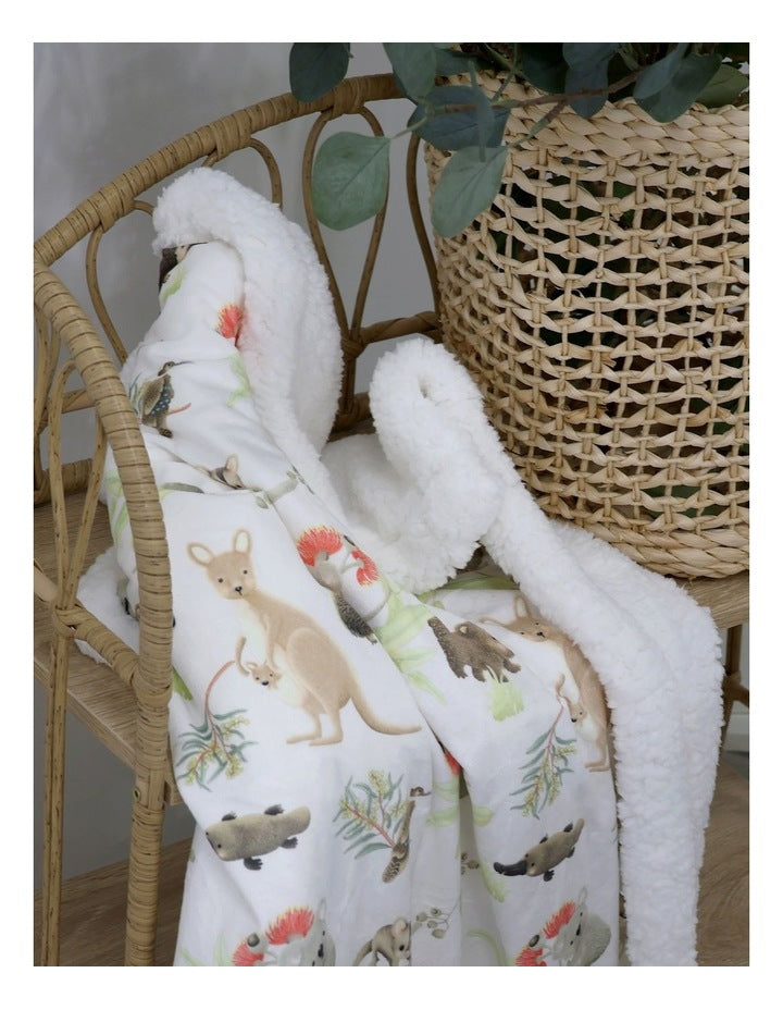 Aussie Animals Cuddle Blanket in White