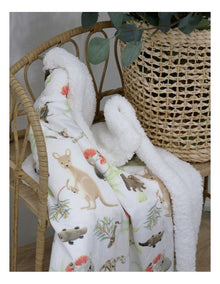 Aussie Animals Cuddle Blanket in White