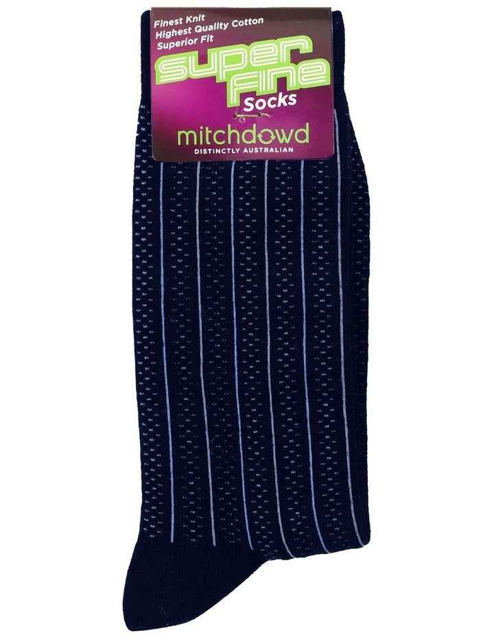 Plain Rib Bamboo Crew Socks in Navy