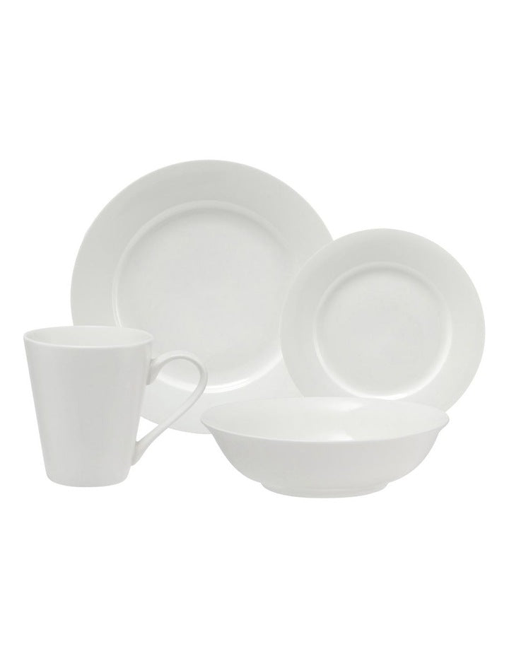 White Basics Cosmopolitan Rim Dinner Set 16 Piecese Gift Boxed