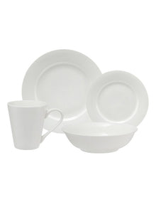 White Basics Cosmopolitan Rim Dinner Set 16 Piecese Gift Boxed