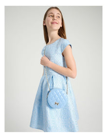 Round Quilted PU Crossbody Bag in Blue