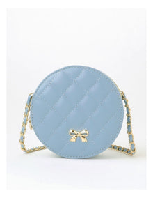 Round Quilted PU Crossbody Bag in Blue