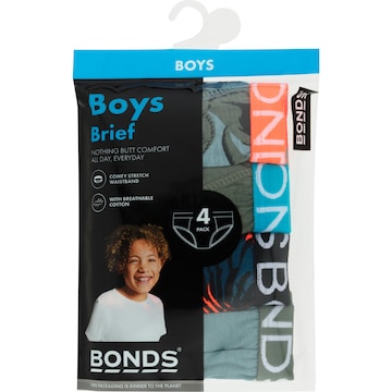 Bonds Boys Briefs Size 12-14 or 14-16 Assorted 4 pack