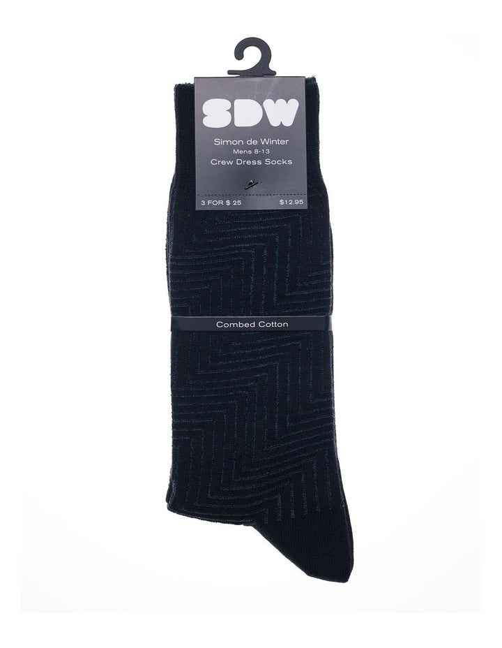 1 Pair Textured Maze Cotton Crew Men's Socks in Black