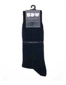 1 Pair Textured Maze Cotton Crew Men's Socks in Black