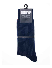 1 Pair Textured Maze Cotton Crew Men's Socks in Navy