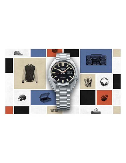 SRPK89K 5 Sports Stainless Steel Watch in Silver & Black