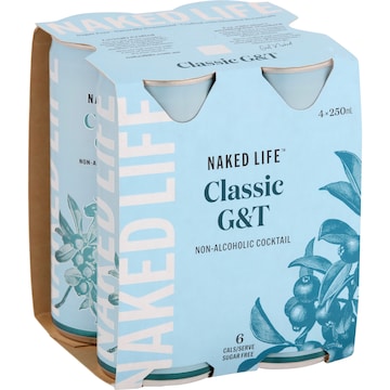 Naked Life Non Alcoholic Classic Gin & Tonic 250mL x 4 pack