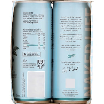 Naked Life Non Alcoholic Classic Gin & Tonic 250mL x 4 pack