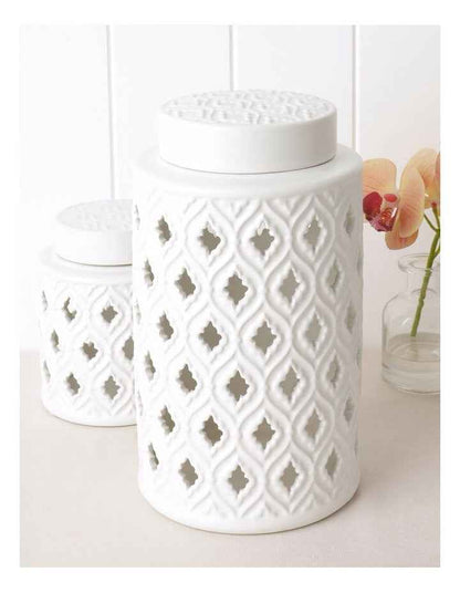 Marcella Ginger Canister 26cm in White