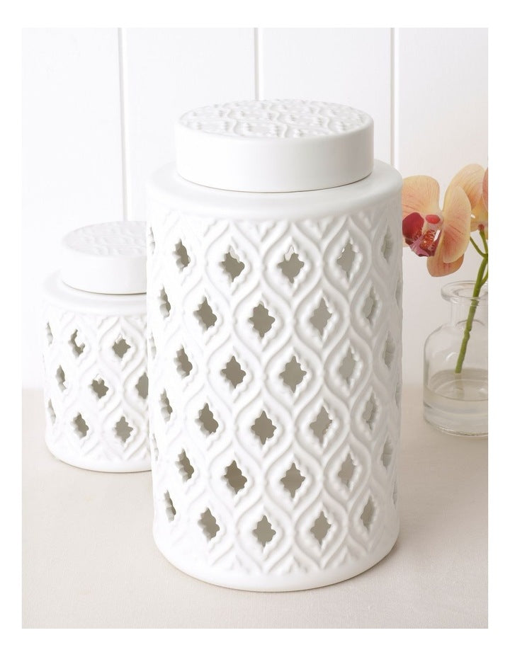 Marcella Ginger Canister 26cm in White