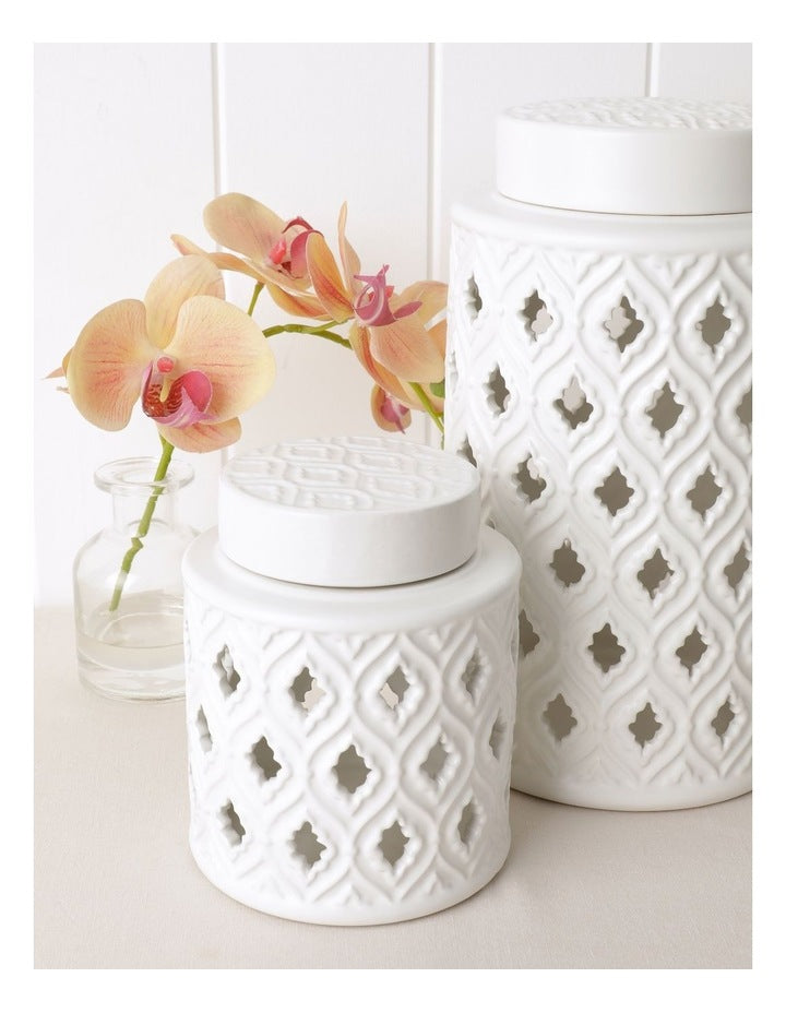 Marcella Ginger Canister 15cm in White