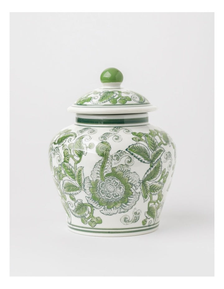 Hand Painted Ginger Jar 24cm in Green