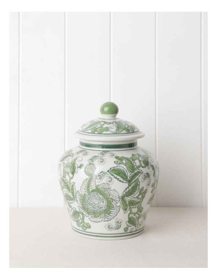 Hand Painted Ginger Jar 24cm in Green