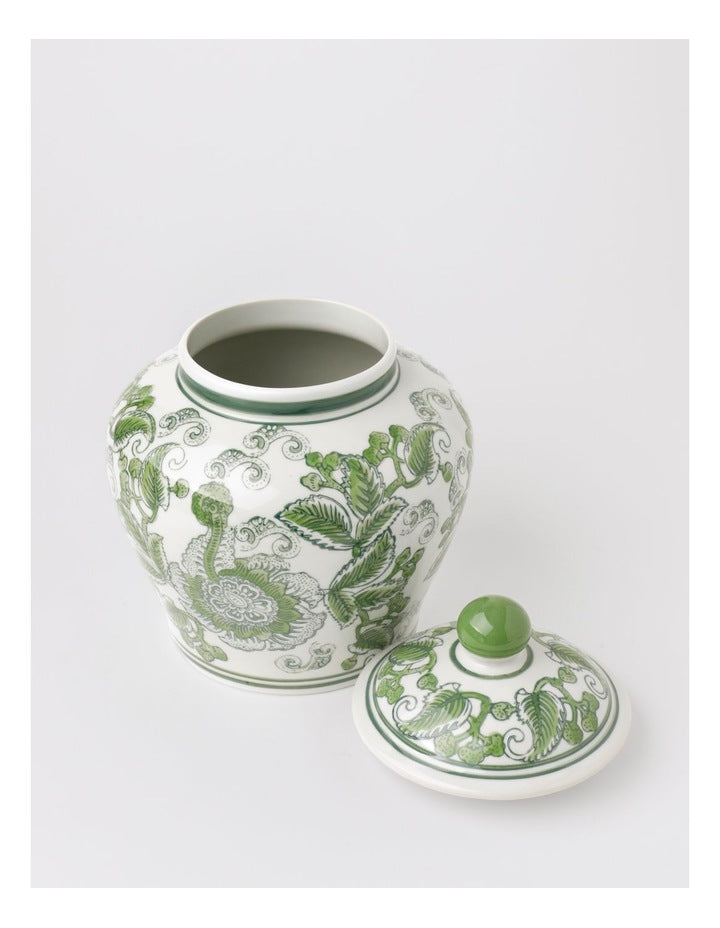 Hand Painted Ginger Jar 24cm in Green