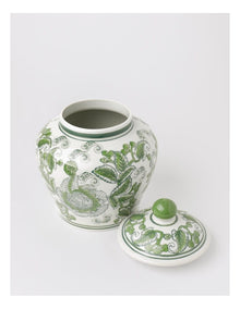 Hand Painted Ginger Jar 24cm in Green