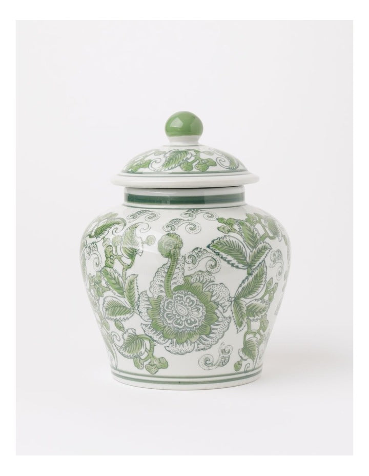 Hand Painted Ginger Jar 24cm in Green