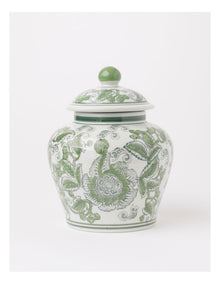 Hand Painted Ginger Jar 24cm in Green