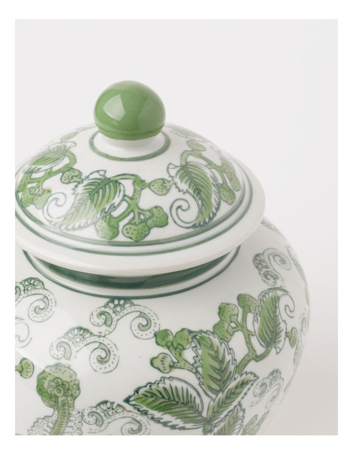 Hand Painted Ginger Jar 24cm in Green