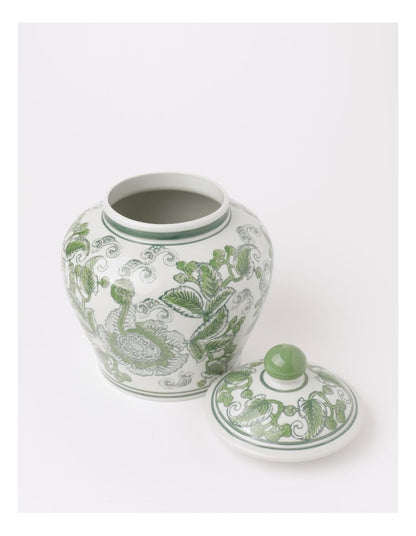 Hand Painted Ginger Jar 24cm in Green
