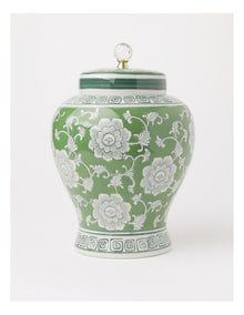 Hand Painted Ginger Jar 32cm in Green