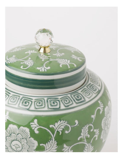 Hand Painted Ginger Jar 32cm in Green