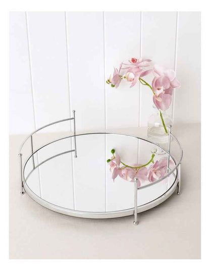 Roman Mirrored Tray 36cm in Silver