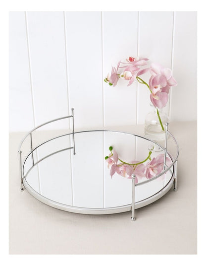 Roman Mirrored Tray 36cm in Silver