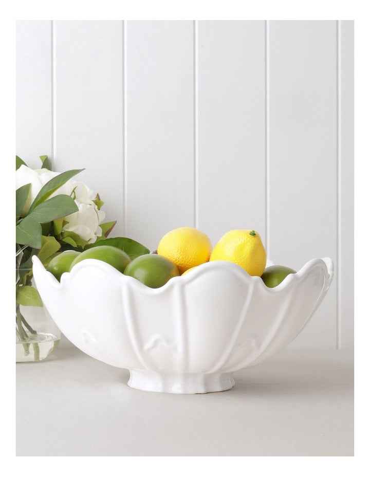 Forde Ceramic Petal Bowl in White 34cm