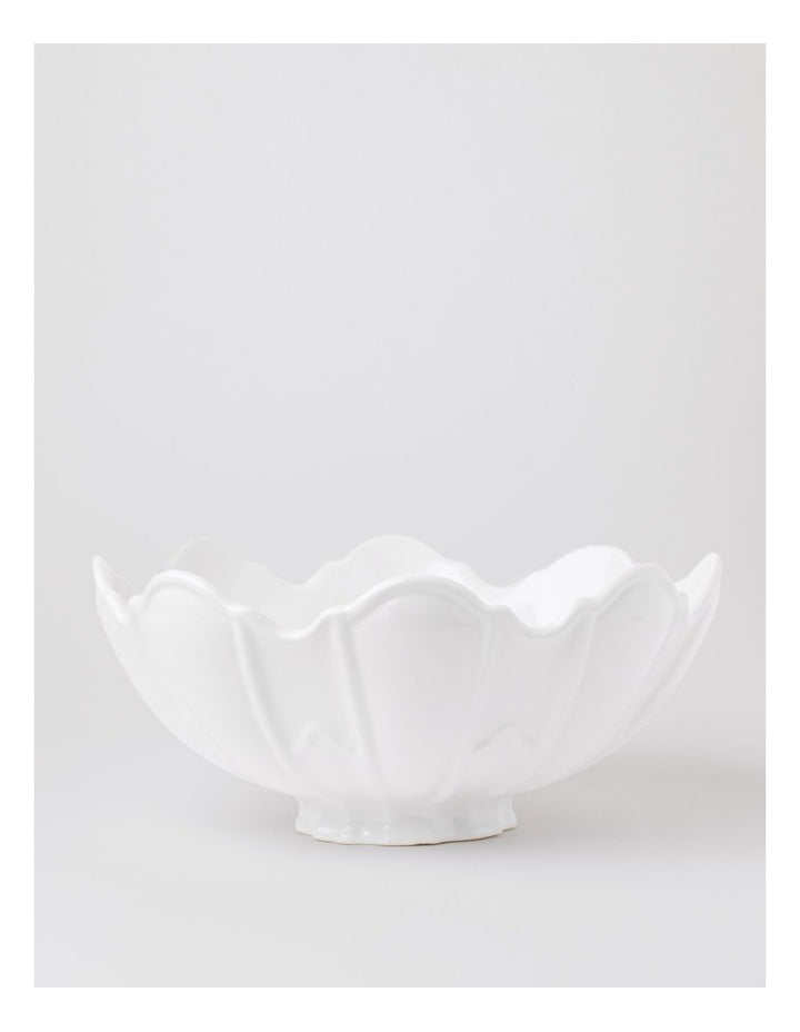 Forde Ceramic Petal Bowl in White 34cm
