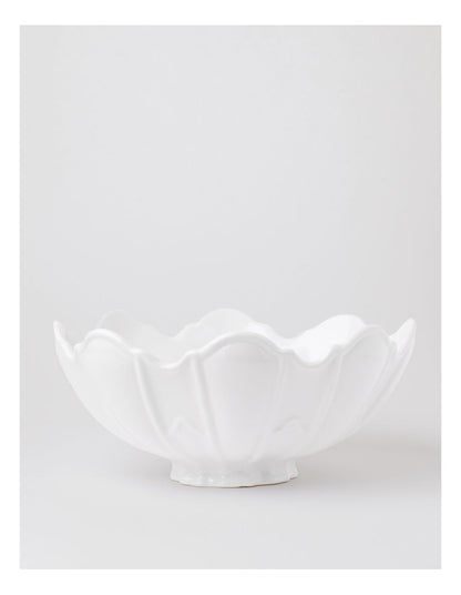Forde Ceramic Petal Bowl in White 34cm