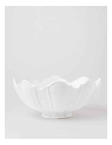 Forde Ceramic Petal Bowl in White 34cm