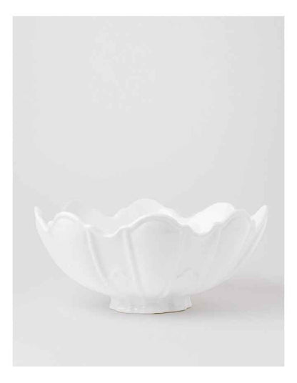 Forde Ceramic Petal Bowl in White 34cm