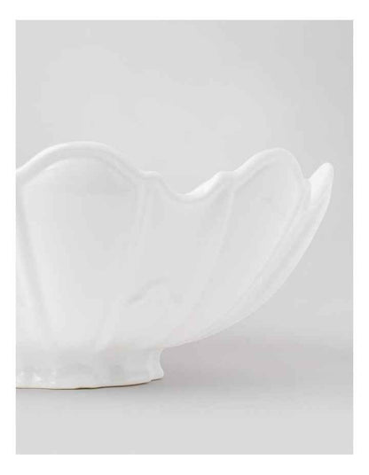 Forde Ceramic Petal Bowl in White 34cm