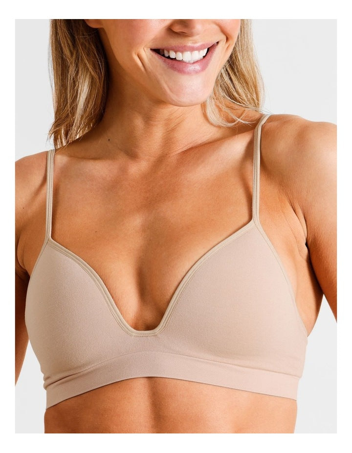 Seamless Padded Bralette in Beige