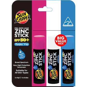 Sun Zapper SPF 50 Mixed Sunscreen Sticks Assorted 12g x 3 pack