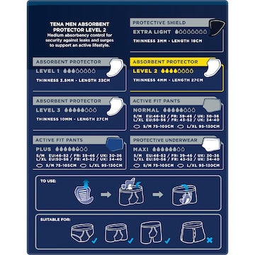 TENA Men Active Fit Absorbent Protector Level 2 Moderate 10 pack