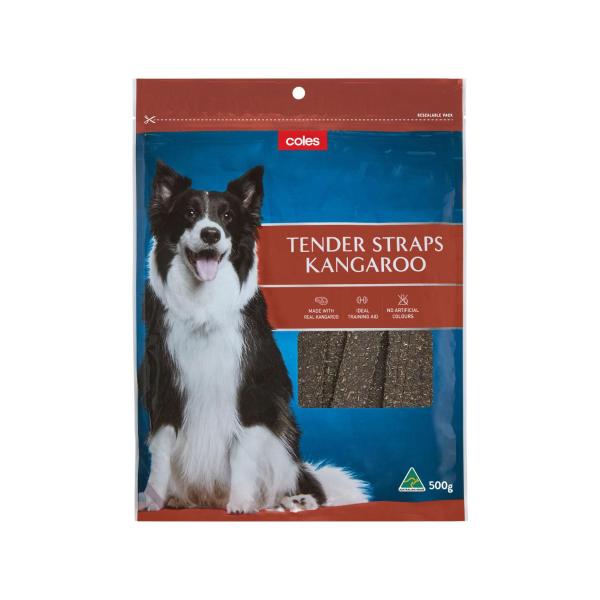 COLES TENDER KANGAROO STRAPS DOG TREATS 500GRAM