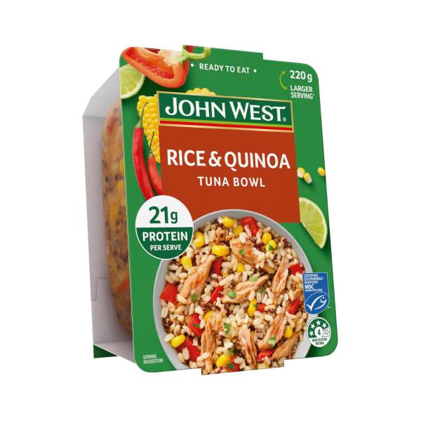 JOHN WEST TUNA BOWL BROWN RICE & QUINOA 220G