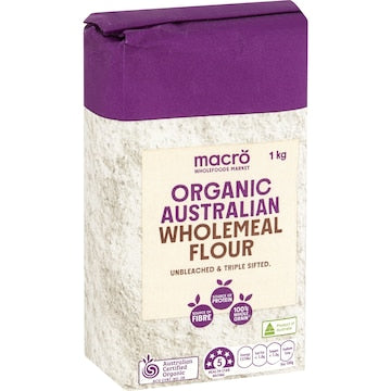 Macro Organic Australian Wholemeal Plain Flour Unbleached 1kg