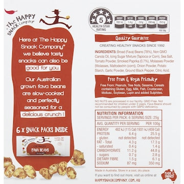 The Happy Snack Company Roasted Fava Beans Smoky BBQ 6 pack